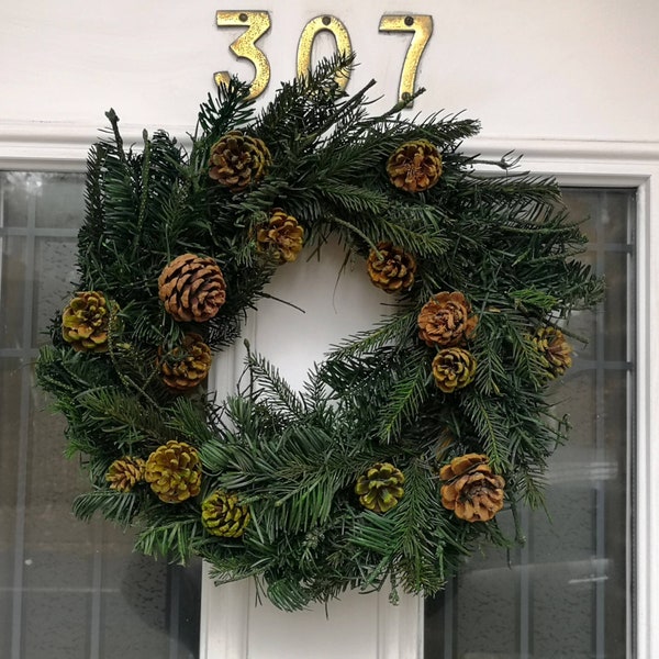 Christmas Holly Wreath Natural Real Door Xmas Festive Decoration Fresh Preserved Fir, Spruce, Pine