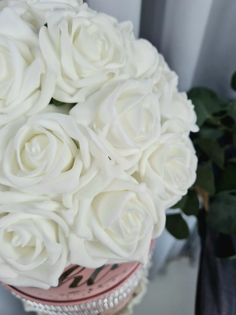 Personalised Rose Hat Box Diamante Bespoke Light Pink Flower Etsy