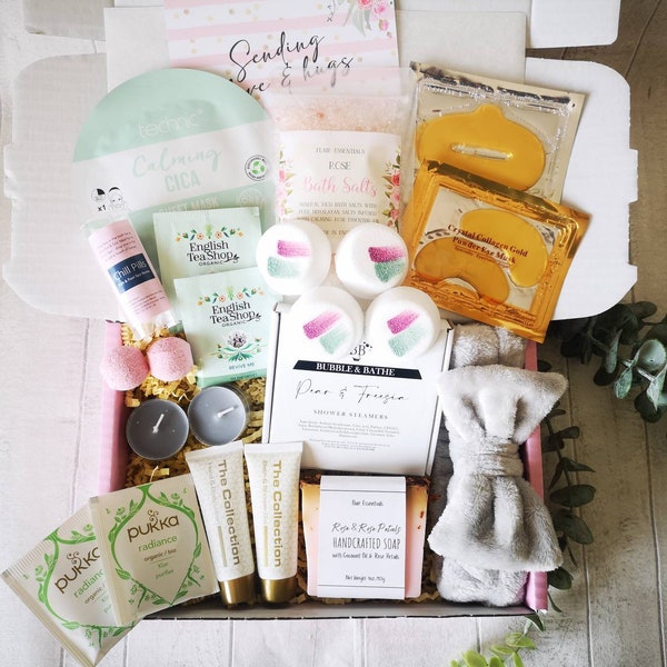 Birthday Pampering Gift for Her, Relaxation Self Care Pamper Hamper, Best Friend Hug in a Box - Shower Steamers