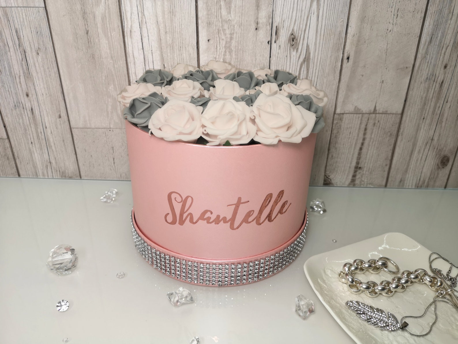 Artificial Rose Hat Box Personalised Gift for Her Birthday Etsy