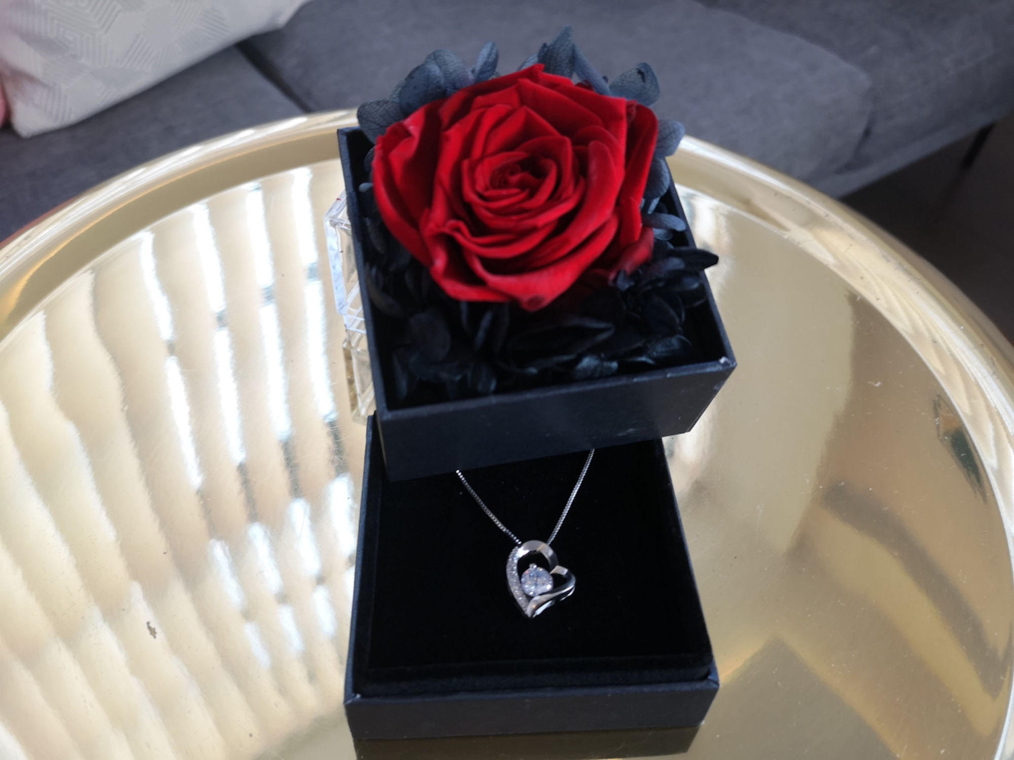 Mother's Day Personalised Real Preserved Eternal Rose Gift Box With 925  Sterling Silver Heart Necklace Cubic Zirconia, Forever Red Rose -   Canada