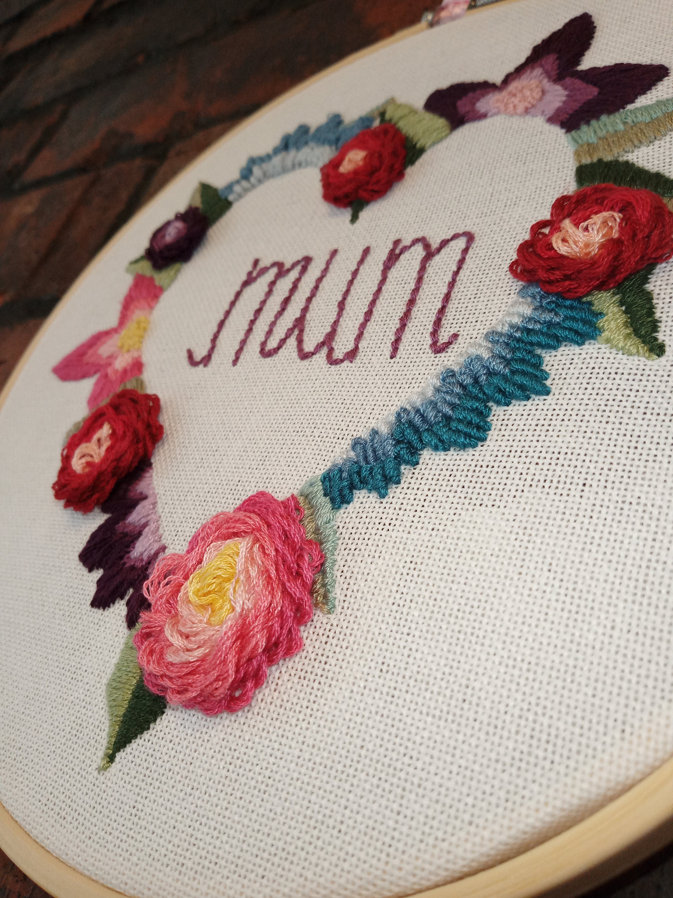 Mum embroidery/gift for mum/mothers day/hoop art/floral Etsy