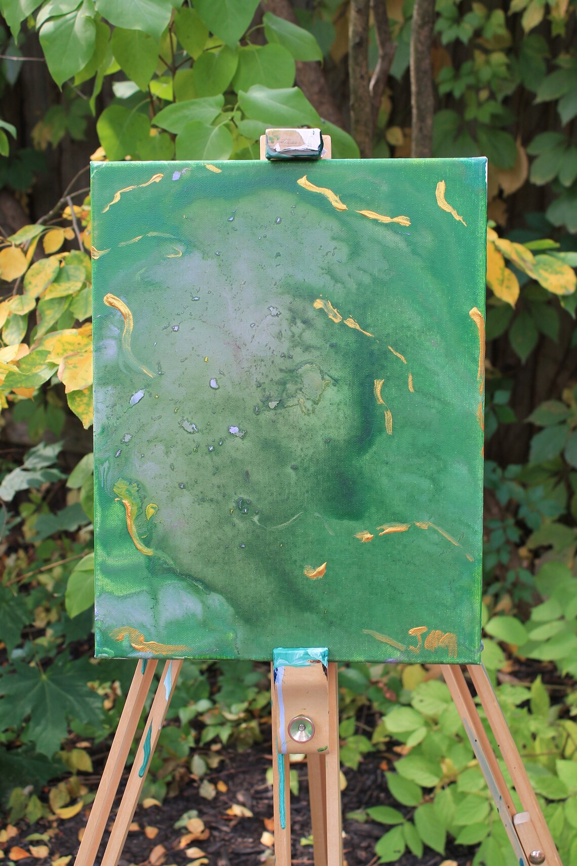 Green Algae Abstract Acrylic Painting Etsy