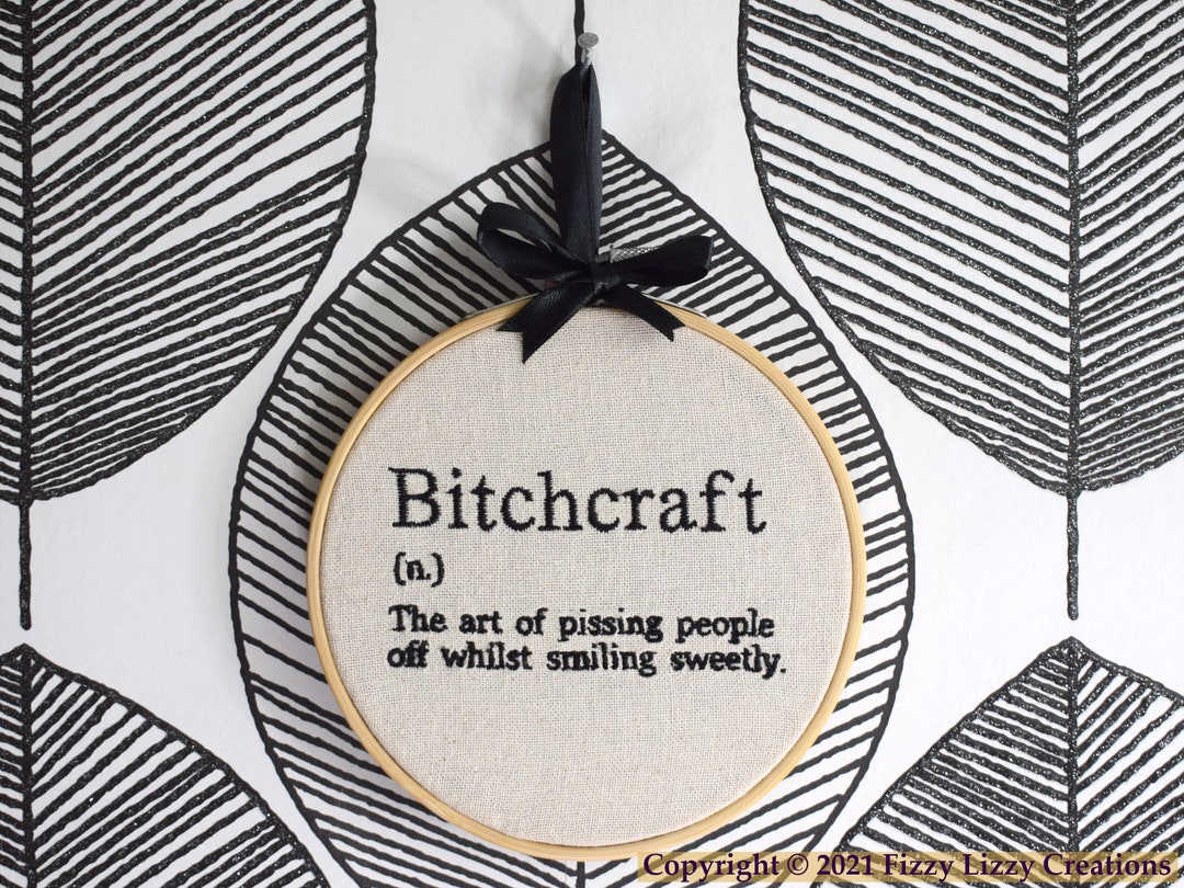Bitchcraft Definition Embroidered Wall Art, Dictionary Definition, Wall
