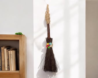 Besom Broom Hanging Talisman with Real Dried Flowers, Ornament, Wiccan Decor, Pagan Decor, Paganism, Hanging Decoration, Dried Flowers