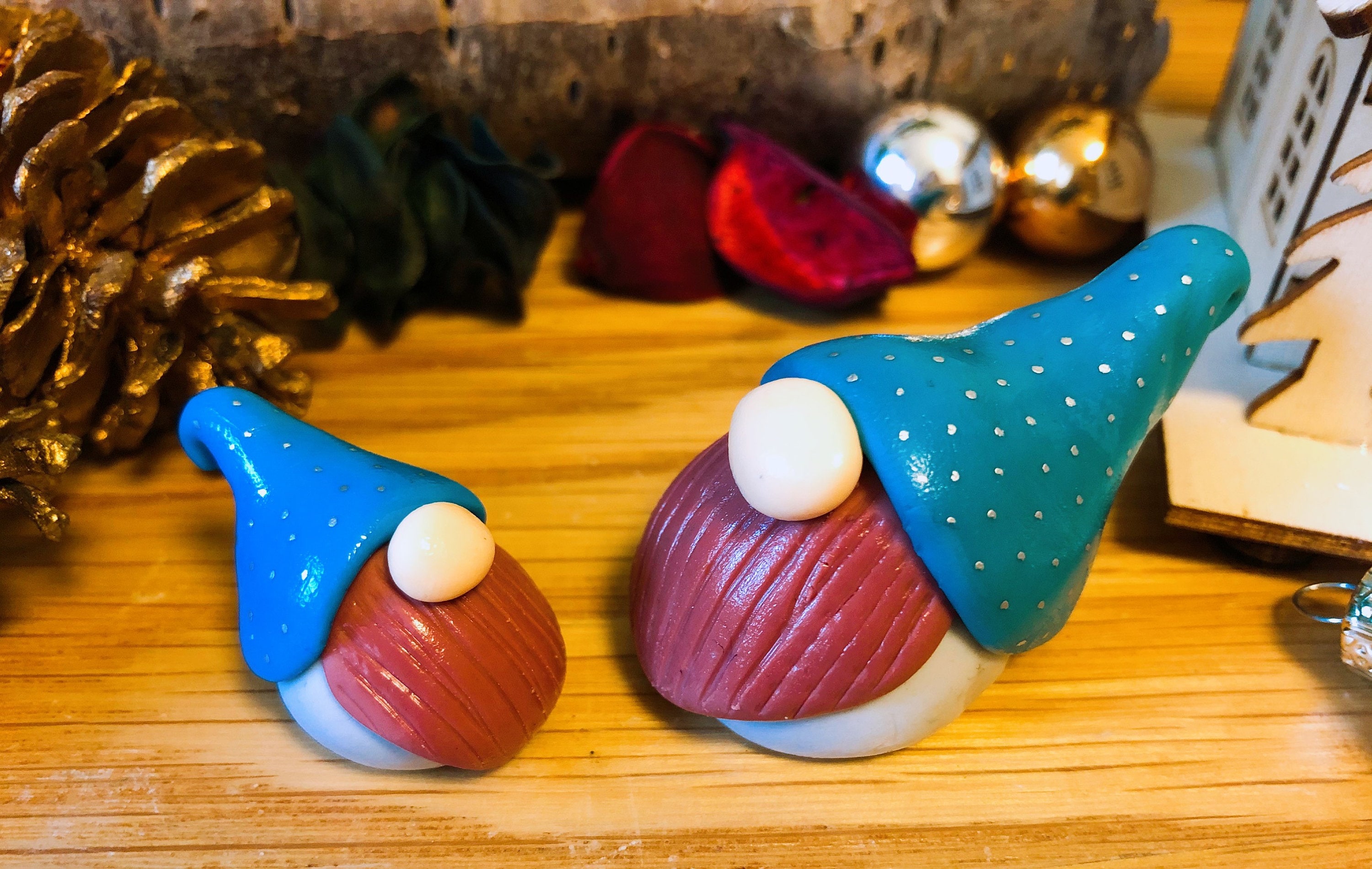 Handmade polymer clay gnomes tiny gnomes Christmas Gonks Etsy