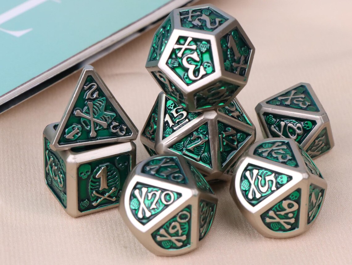Polyhedral Skull Dnd Dice D&d Dice Set Skull Dnd Dice Set Etsy
