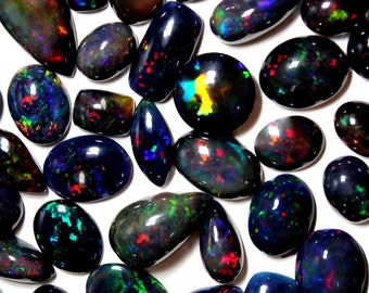 AAA+++ Top Grade 100% Natural Ethiopian Black Opal Cabochon, Mix Shape Cabochon, Mix Size, Cabochon Lot, Black Opal Cabochon, Lot Cabochon,