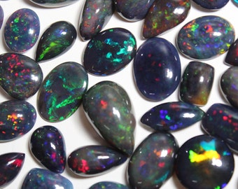AAAA+++Top Natural Black Ethiopian Opal Cabochon Welo Opal Crystal Loose Gemstone Making Jewelry