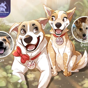 Style Disney| Portrait d'animal de compagnie en dessin animé, personnalisé, portrait à partir d'une photo, cadeau numérique, chat, chien, cheval, portrait à partir d'une photo, cadeau de Saint-Valentin