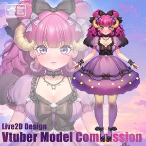 Vtuber-commissie, Live2d-model vrouw, personageontwerp, rigging, custom avatar, streamer, expressie, outfit, vbridger, asset, ref, banner, emote!