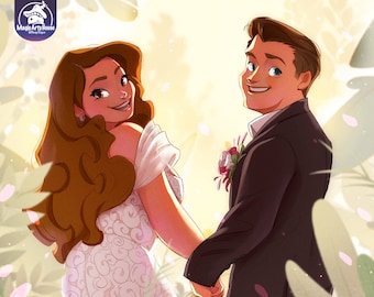Disney Style | Custom Disney Portrait, Wedding gift, gift for wife, New Couples, Anniversary Gift, Christmas gift