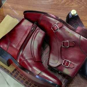  Los amantes del cuero del pantalón de los hombres de cuero  genuino de la moda, Negro & rojo : Ropa, Zapatos y Joyería