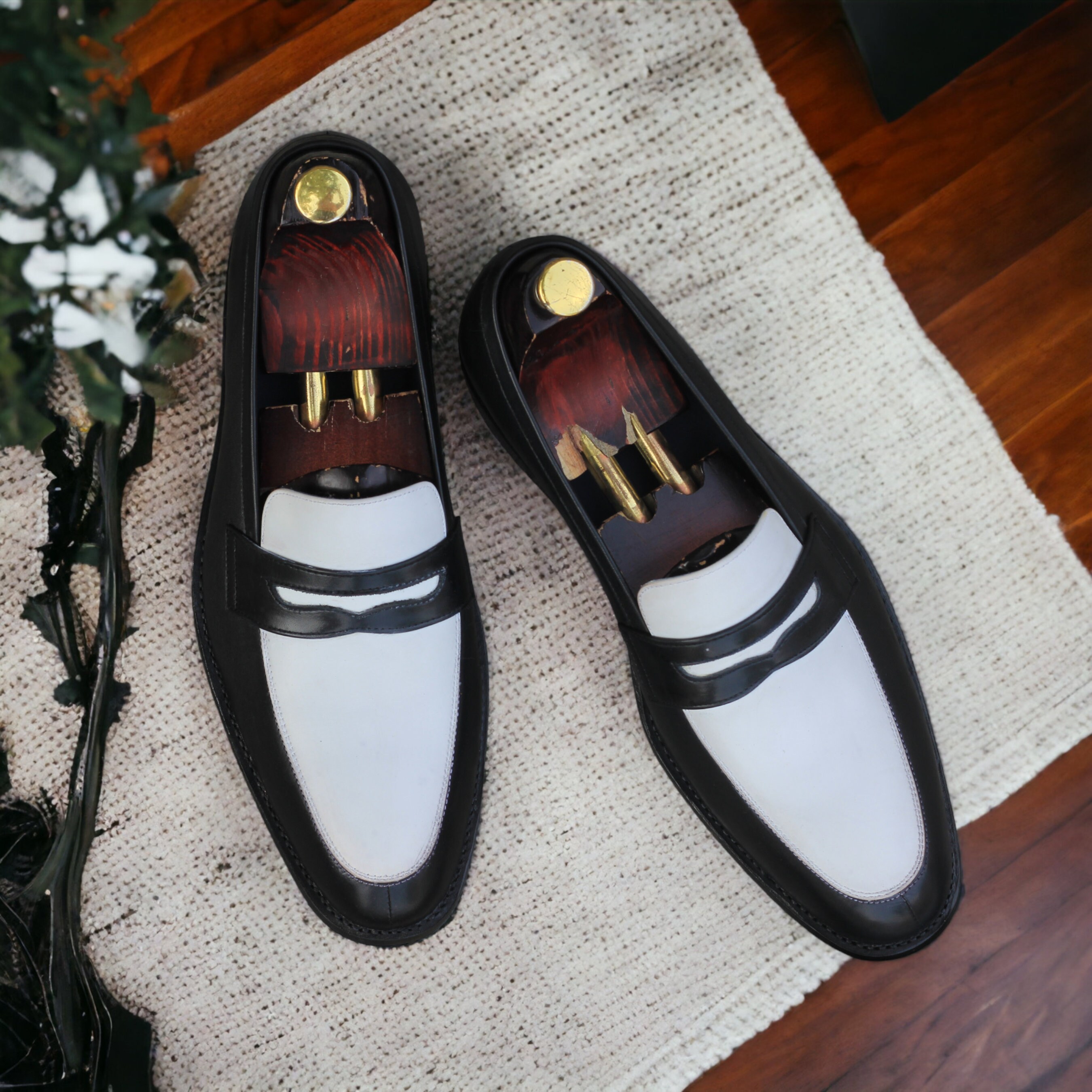 Handmade Men Penny Loafer Shoes Bespoke Blue White Leather Loafers for Men Casual Slip on Loafers Shoes Men s Shoes Designer Shoes Etsy Australia