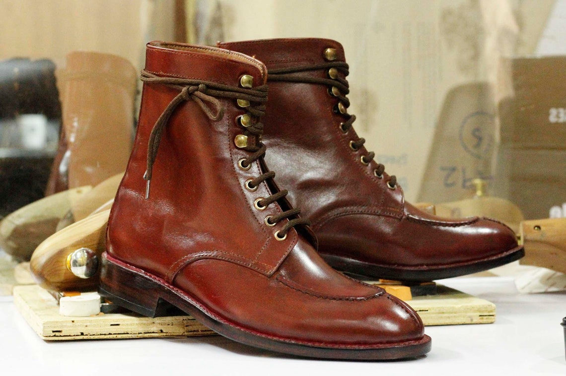 Handmade Leather Split Toe Boots, Bespoke Brown Dress Formal Boots, Men ...