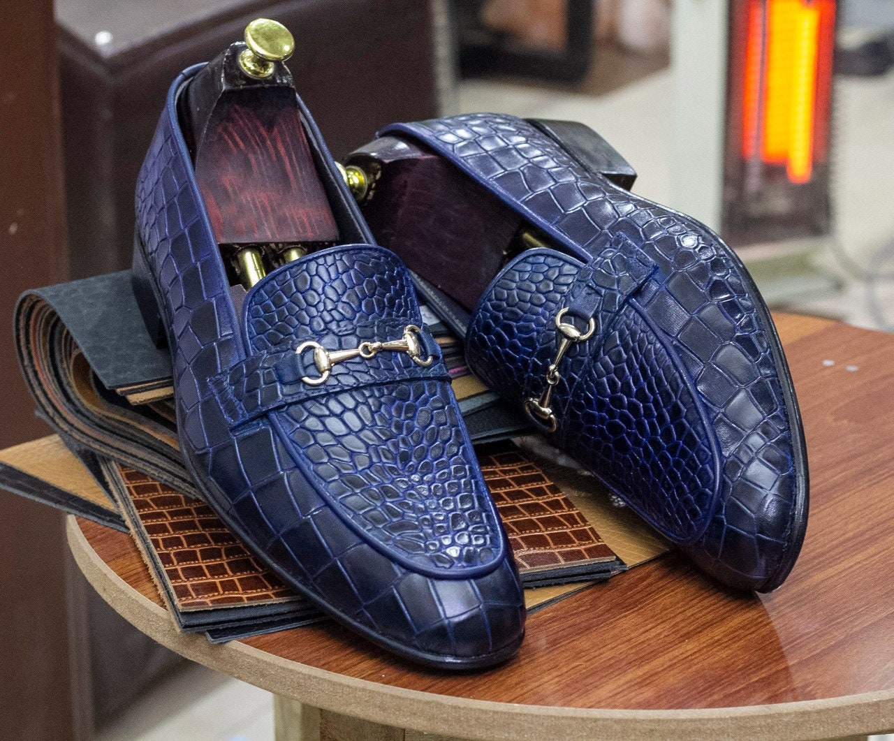 Bespoke Handmade Alligator Texture Leather Loafers Black - Etsy UK