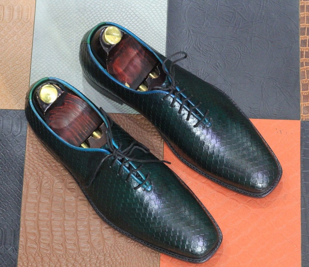 Men s Whole Cut Python Leather Shoes Handmade Customized Lace Up Shoes Men s whole cut python leather shoes handmade customized lace up shoes
