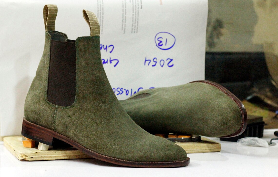 olive green chelsea boots