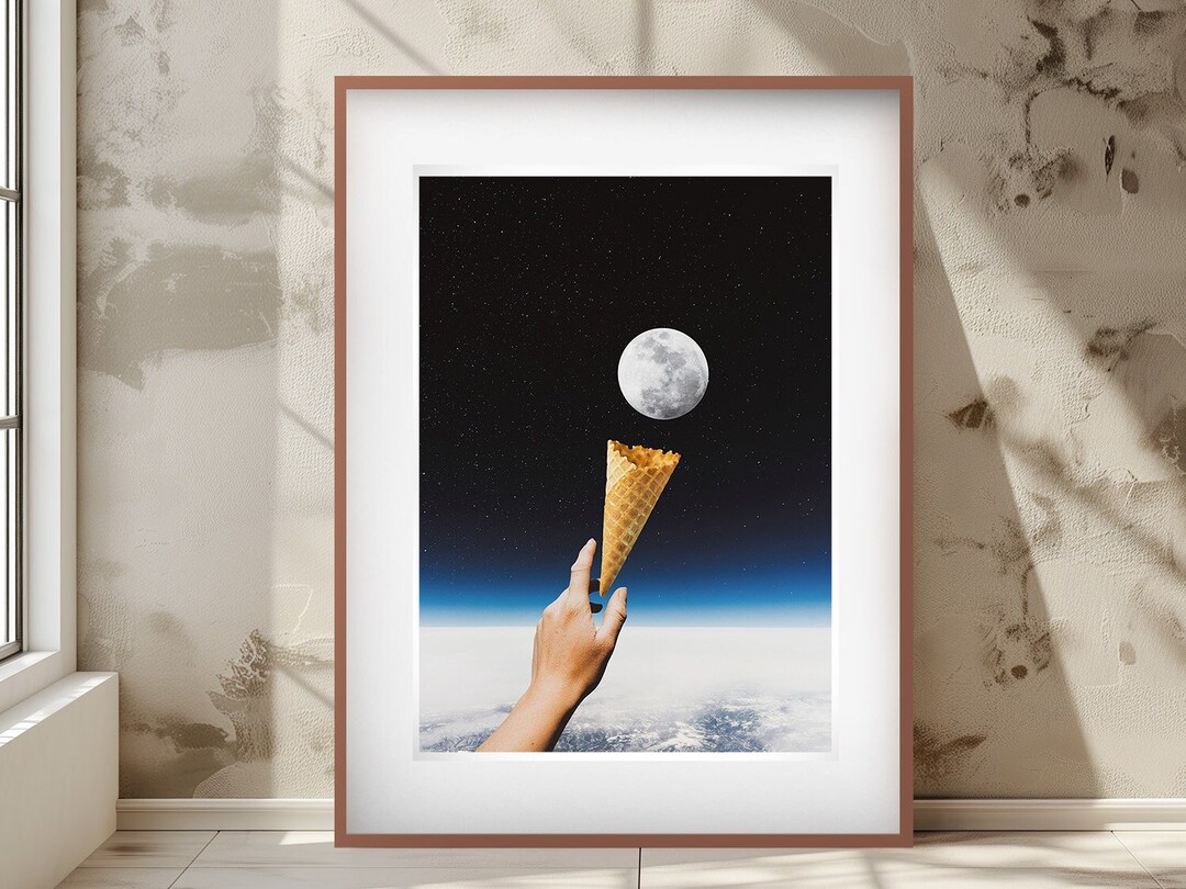 Moon Ice Cream - Digital Collage POSTER - Etsy UK