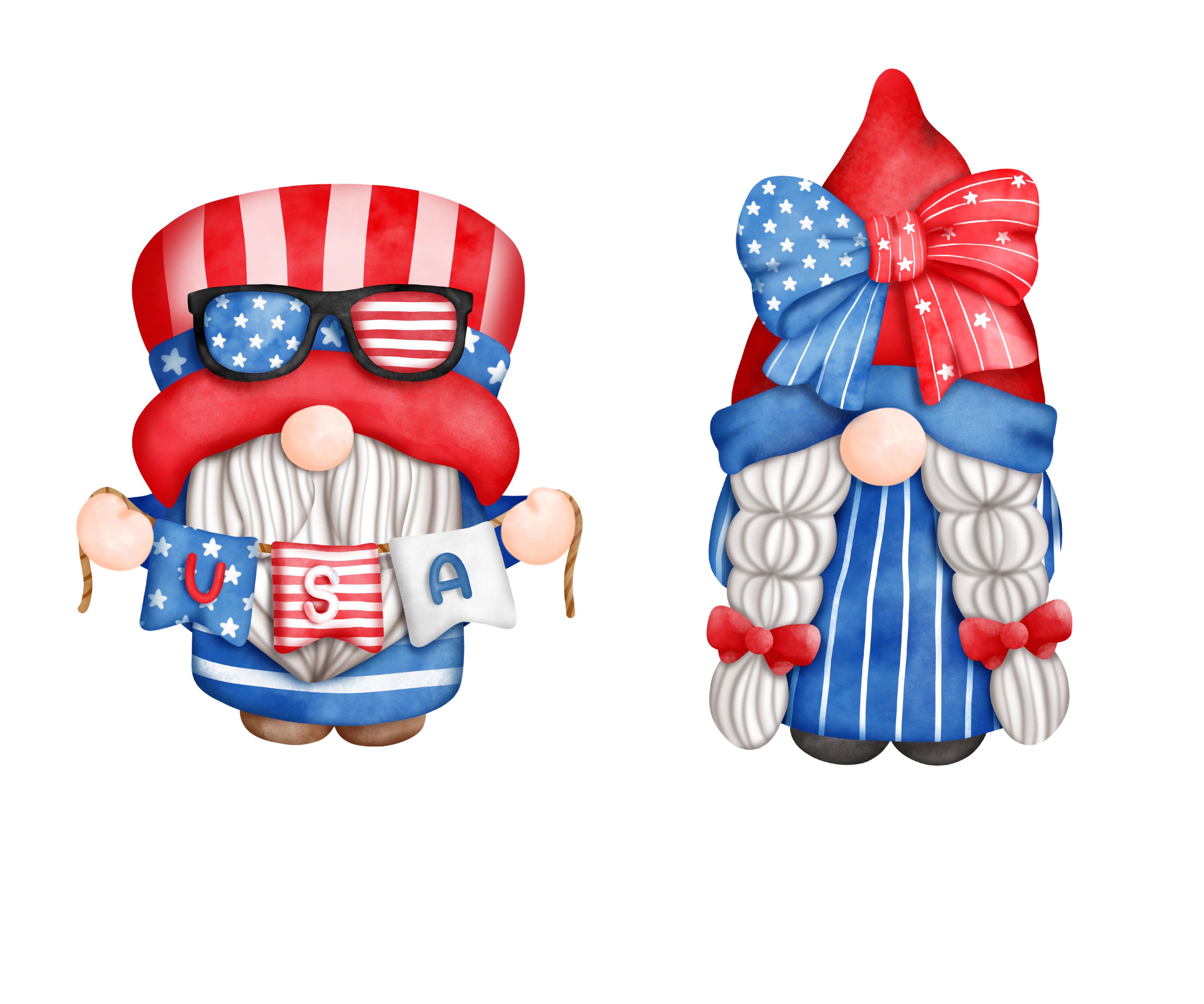 Patriotic Gnomes Clip Art/ Laurie Furnell/4th of July Gnomes  Etsy