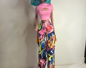 Pantalones holgados con bolsillos para muñecas inteligentes, para muñecas inteligentes clásicas, hip hop, grafiti, muñecas inteligentes
