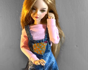 Summer romper, cotton denim, for 1/4 MSD Bjd, like minifee, harucasting, youpladolls, made to order