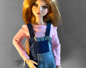 Summer romper, cotton denim for 1/4 MSD bjds, fits Harucasting Morae, gift, Ready to ship