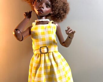 Barbie inspired dress for 1/4 MSD, minifee, youpla ,yellow, party, gift, made to order