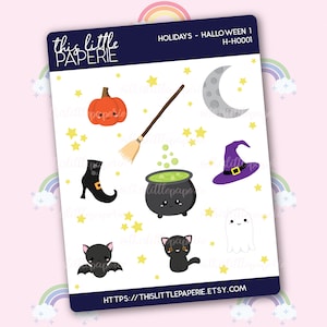 Halloween Sticker Sheet, Cute Halloween Sticker Sheet, Halloween Holiday Stickers - H-H0001
