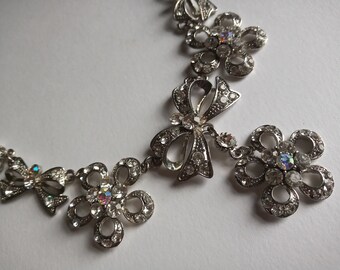 Vintage silvertone necklace crammed with crystals