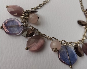 Choker necklace with purple glass beads