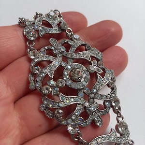 Vintage silvertone glass/diamanté bracelet