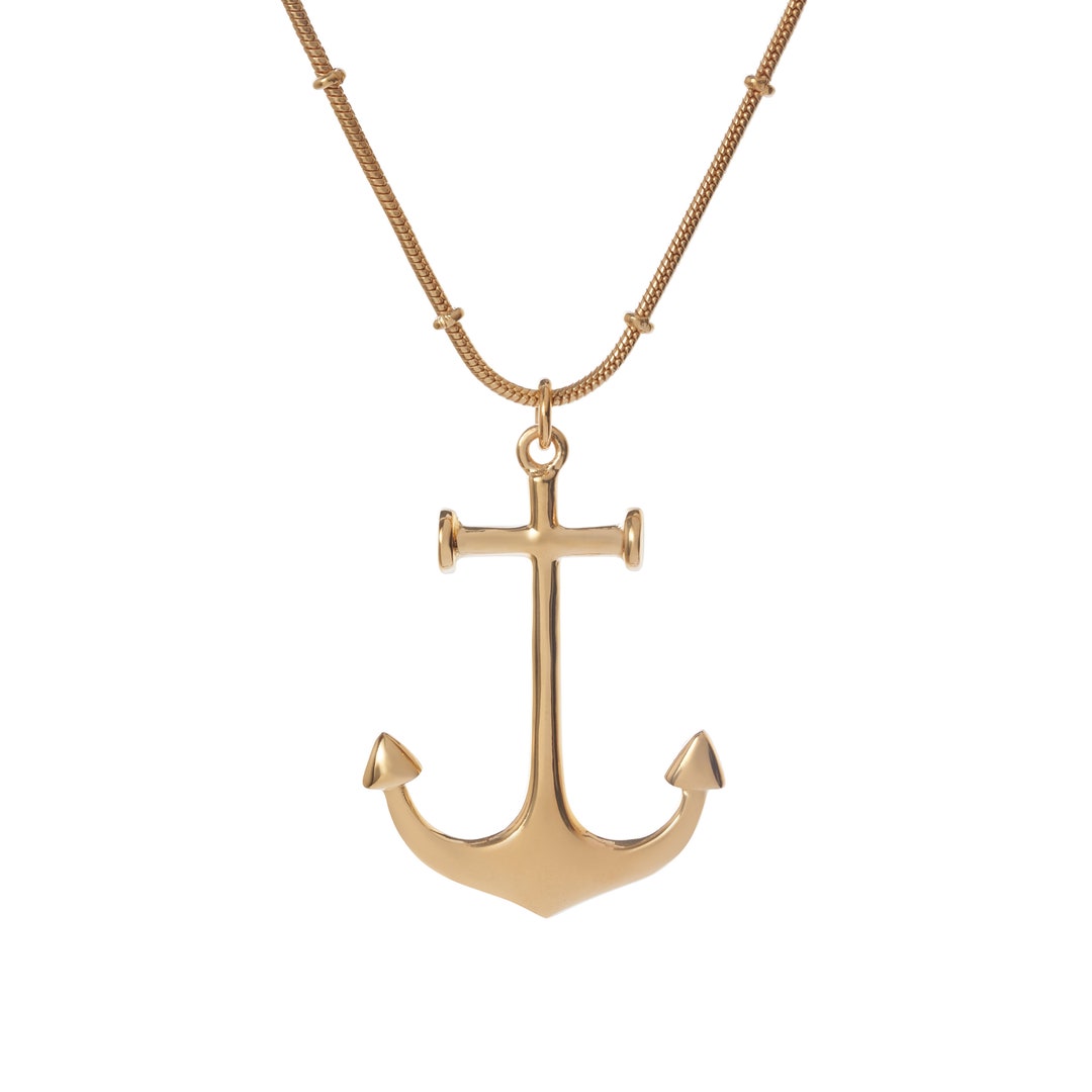 Anchor Pendant Necklace With Notched Chain - Etsy