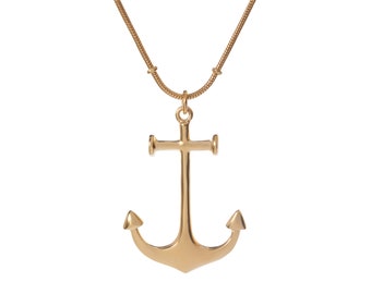 Anchor Pendant Necklace With Notched Chain - Etsy