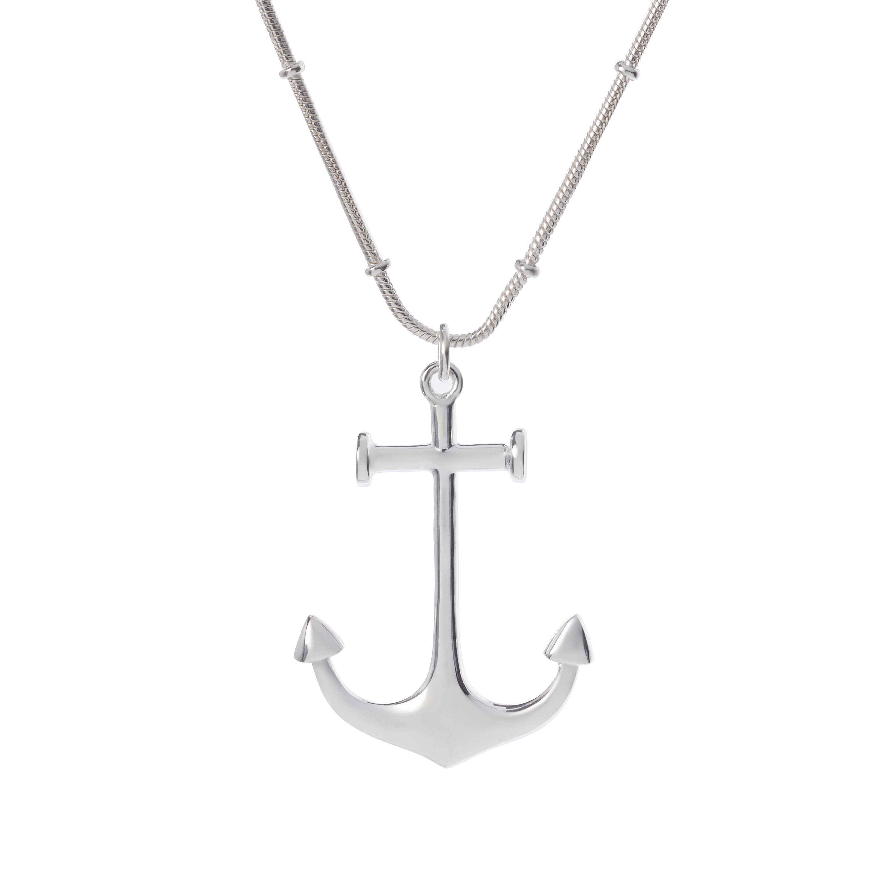 Anchor Pendant Necklace With Notched Chain - Etsy
