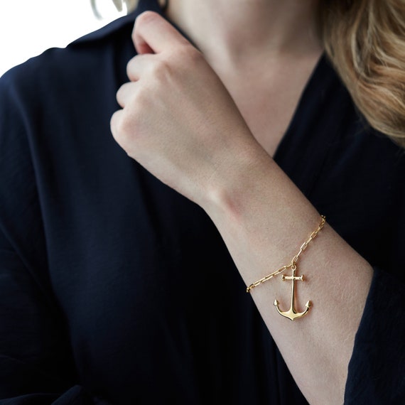 Gold Anchor Charm Rope Sailor Bracelet | Shipped from USA – bella of Cape  Cod