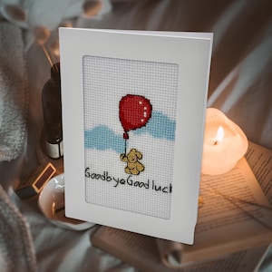 Carte au point de croix Goodbye Good Luck