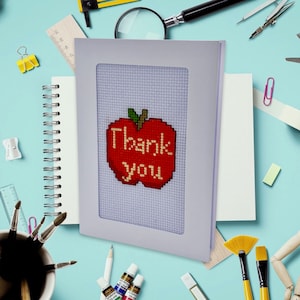 Carte de remerciement pour l'école au point de croix