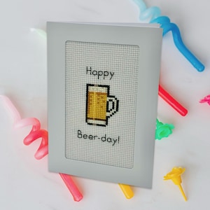 Carte au point de croix Happy Beer-day