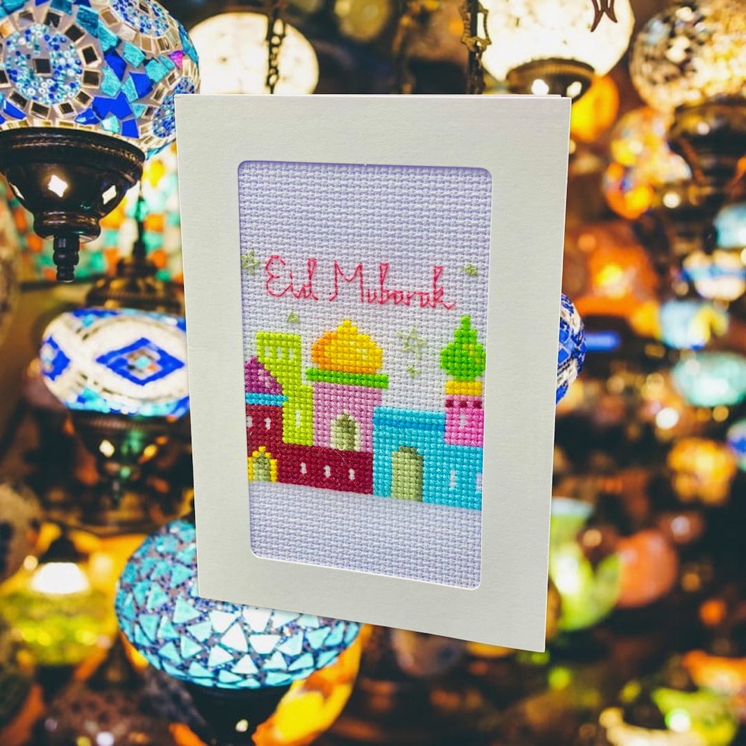 Eid Mubarak Cross Stitch Card Etsy