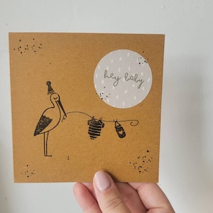 Geboortekaartje baby felicitatie Handmade handgemaakte kaarten postcard giftcard wenskaarten hey baby