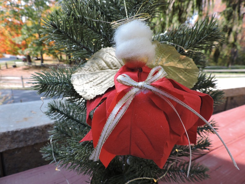 Poinsettia Angel Ornament