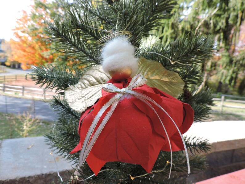 Poinsettia Angel Ornament