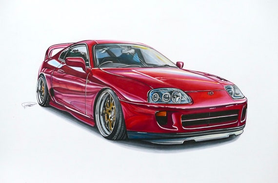 Toyota Supra Mk4 Zeichnung Als Poster Kunstwerk Etsy