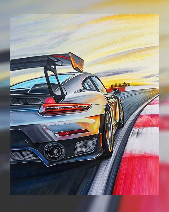 Porsche 911 Kunstdruck Porsche 991 Gt2 Rs Dessin En Poster Etsy