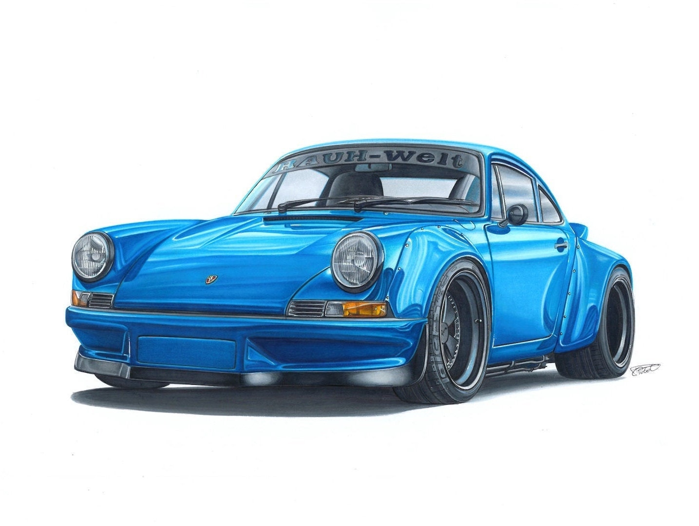 Porsche 911 Impression Dart 964 Dessin Rwb Comme Une Etsy