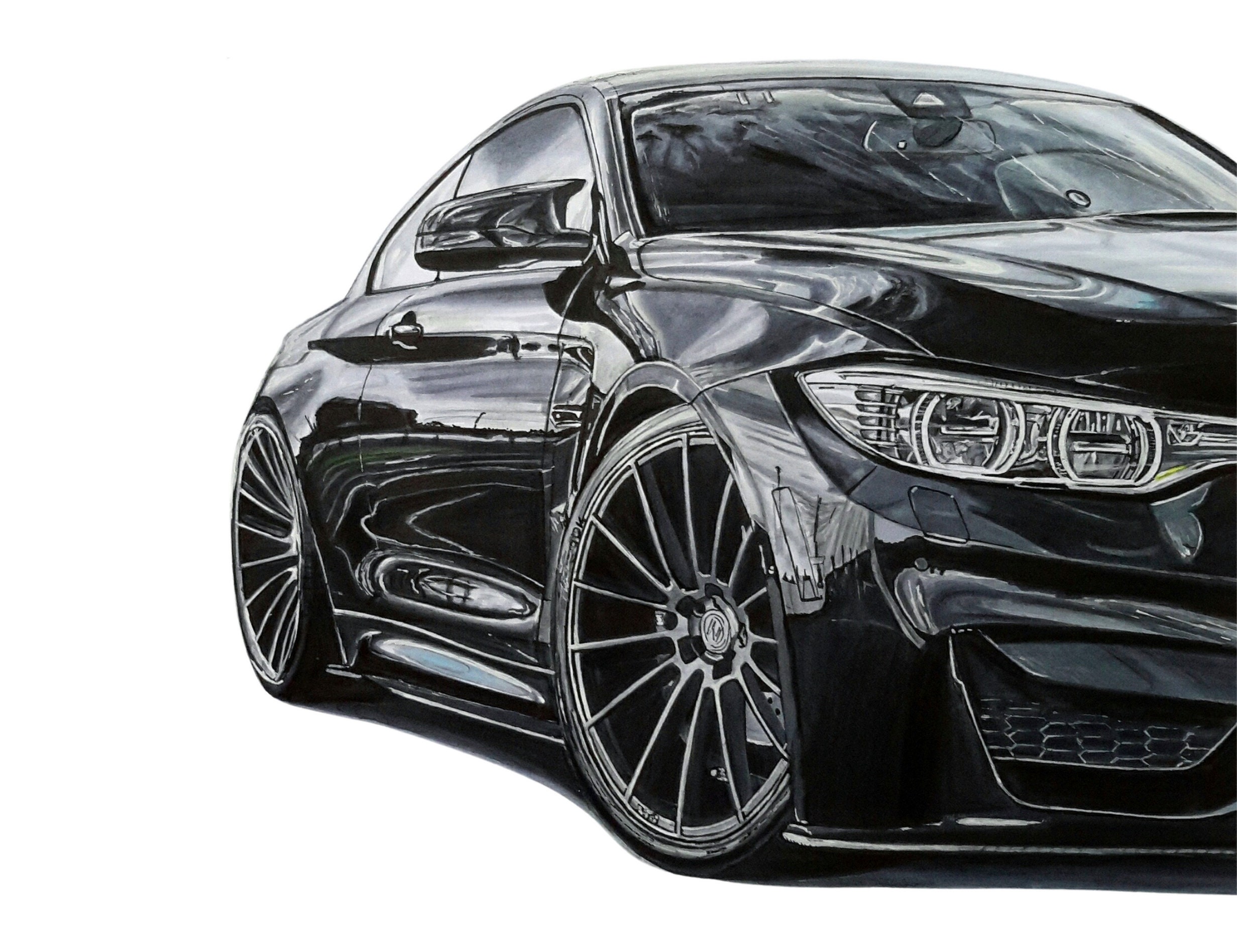 Bmw F82 M4 Front Art Print Drawing as Poster Artwork Gift | Etsy