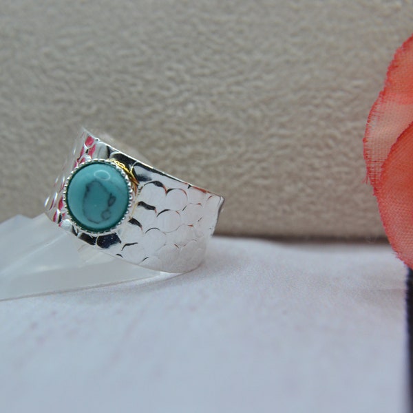 Bague femme avec pierre naturelle turquoise