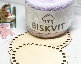 t-shirt yarn and rectangular wooden base for crochet basket 1 pc. choose Your colour DIY kit