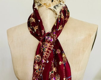 Oscar de la Renta Joias e Joias Lenço de Seda Merlot